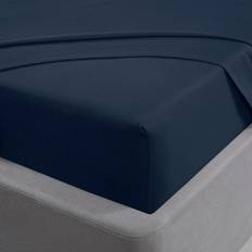 Bed Sheets Sleepdown Luxury Cotton Linen 32 cm Deep Fitted - Navy Bed Sheet Blue