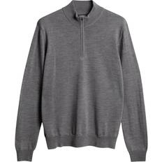 J.Lindeberg Kiyan Quarter Zip Sweater Herr, MID GREY MELANGE