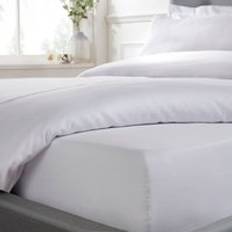 Sleepdown Sleepdown Fitted 100% Cotton 16" 300 Thread Count Luxury Linen - - Single Bed Sheet White