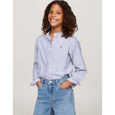 Tommy Hilfiger Bluser & Tunikaer Tommy Hilfiger Ruffle Collar Regular Blouse MID BLUE/OPTIC WHITE 128