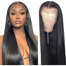 Hair Products Yuccy 30 Inch Lace Front Wig Human Hair Straight 13x4 HD Transparent Pre Plucked with Baby Hair 200% Density Brazilian Virgin Straight Human Hair Full Frontal Wigs