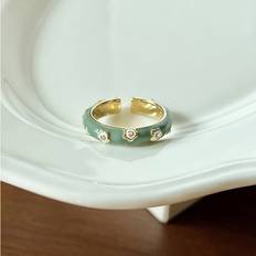 Enamel Rings Veishet J3704 Glacier Stunning Mint Blue Enamel Ring Featuring Unique Floral Design For Women