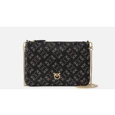 Kulta/messinki Käsilaukut Pinko Pochette Monogram À Strass - Noir/Argent-Or