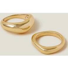 Natural Jewellery Accessorize 2-Pack 14ct Gold-Plated Irregular Rings