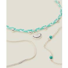 Blue Anklets Accessorize 3-Pack Shell Anklets Blue One