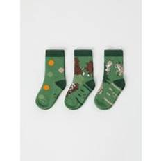 Green Socks Polarn O. Pyret Three Pack Kids Socks Green 8-10y x