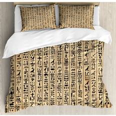 Ambesonne Egyptian Print Set with 2 Pillow Shams Queen Size Duvet Cover (228.6x228.6)