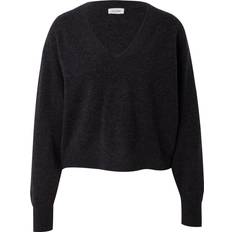 American Vintage Wool Mix Jumper with V-Neck - Coal Grey