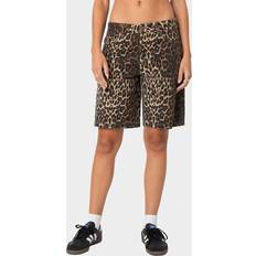 Leopard - Women Shorts Edikted Leopard Low Rise Denim Bermuda Shorts