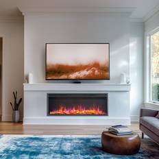 Fireplaces Ebern Designs Murlene Electric Inset Fire Powder Coated Black 48cm H x 127cm W x 19.7cm D