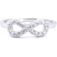 Rhodium Plated Rings Jewelco London Jewelco London 925 Silver Rhodium CZ Set Infiniti Ring ARN182