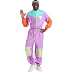 Costumes Fun Costumes 80's Purple Tracksuit Men's 80's Green&#47 Purple&#47 Blue