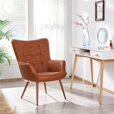 Leathers Armchairs on sale Yaheetech Mid-Century Modern Faux Leather Accent 98 cm H X 73 cm W X 79.5 cm D Armchair