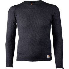 Cotton - Men Base Layer Tops Carhartt Mens MBL148 Midweight Cotton Base Layer Crewneck Top Black Heather Regular