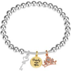 Disney Bracelets Disney Crystal Princess Crown "Happily Ever After" Charm Stretch Bracelet Silver