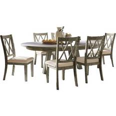 Dining Sets Jofran Telluride Contemporary Rustic Farmhouse Piece Table with Cross Back Chairs 2231-54D-7UXB Dining Set