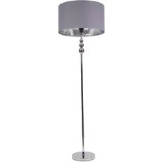 Grey Floor Lamps ValueLights Marissa Grey Chrome Shade & Gold Stacked & Bulb Floor Lamp