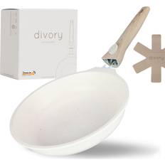 White Frying Pans Divory Divory Kleine Pfanne 20 cm Beige Induktionsgeeignet Antihaft Mini Bratpfanne + Pfannenschoner - Induktionspfanne Beige