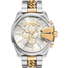 Diesel Klockor Diesel Mega Chief DZ4672 Herr 51 mm Analogt Mineralglas Gold/Silver 26 mm