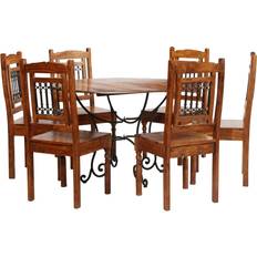 Legno Set da Pranzo vidaXL Tavolo 7 Pz Legno Massello di Acacia Set da Pranzo