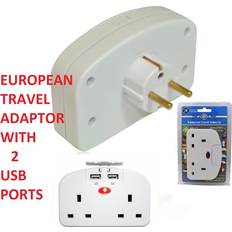 2 USB Outlets Travel Adapters Eurosonic TVL1018 2 Way