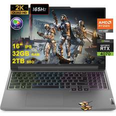 Lenovo 8 GB Laptops Lenovo Legion Slim 5 Gaming Laptop 16" 32GB RAM 2TB SSD GeForce RTX 4070 Graphic RGB Backlit Win11 Grey + HDMI Cable