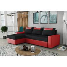 Wood Sofas Hedvig Lux Manila Rot- Schwarz Ottomane Links Sofa