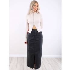 Imitación de Cuero - Mujer Faldas Noisy May NMKath NW Slit Long Skirt Coated BL NOOS