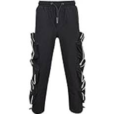 A2Z Kids A2Z Barn Flickor Cargo Byxor Elastisk Midja Dragsko Fritids Byxor Träningsbyxor Cargo Trouser 722 Black 11-12
