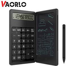 Skrivplatta digital Vaorlo hopfällbar miniräknare & 6-tums LCD-skrivplatta Digital ritplatta 12-siffrig display med stylus penna Radera knapplåsfunktion svart