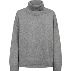 Co'Couture Co'Couture MajaCC Slit Roll Neck Striktrøje, Grey Melange