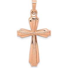 Rose Gold Charms & Pendants 14K Rose Gold Textured & Polished Passion Cross Pendant