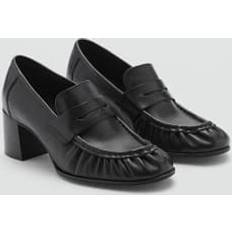 Mango Schoenen Mango Leather shoes with ruffled heel black Woman Black