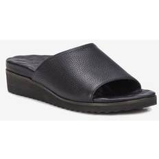 Shoes Ros Hommerson Wide Width Women's Heston Slide Sandal in Black Tumbled Leather Size W