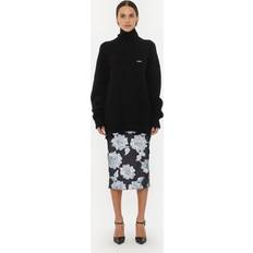 Flower Mesh Pencil Skirt Dam Midikjolar Från Magasin Gray Pinstripe Comb