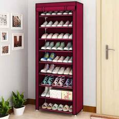 B&Q Shoe Racks B&Q Wine Red 10-Tier Dustproof Cabinet Shoe Rack