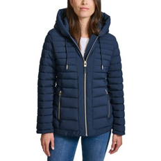 Blue - Women Coats Tommy Hilfiger Women's Hooded Packable Puffer Coat Navy