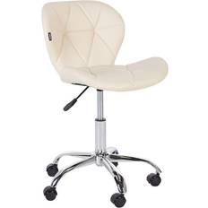 Beliani Chairs Beliani Faux Leather Swivel Desk Silver Base Adjustable Beige Valetta Office Chair