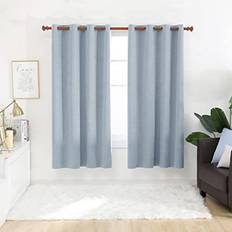 Blue - Linen Curtains Deconovo Noise Reducing 132.1x182.9cm