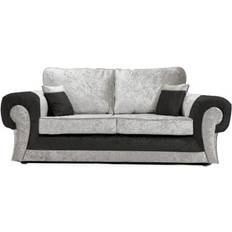 B&Q Chelsea Black And Silver Crushed Velvet 3 Seater Rolled Arms Sofa
