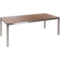 Teak Tavoli da Giardino Beliani Certified Teak Garden Dining Table 200 x 90 cm Light Wood Viareggio Ii