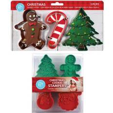 Brown Baking Supplies R&M International Christmas And Stamper 7 Piece Set Cookie Cutter