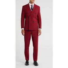 Red Suits Gino Vitale Men's 2-Piece Slim Fit Double Breasted Suit Red 50L