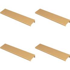 Loops Square Edge Finger Pull Handle Satin Brass 200 mm Slim Cupboard Drawer