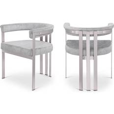 Meridian Marcello Grey Velvet Dining Set of 2 Kitchen Chair