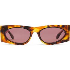 Oval Transparent Sunglasses - Havana/Red - Brown