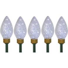 Northlight 5ct LED Lighted C9 Christmas Pathway Marker Lawn Stakes - Clear Lights Natural