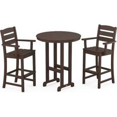 Bistro Sets Lakeside 3-Piece Round Bar Arm Chair 35.13 W x 35.13 D in Mahogany Bistro Set