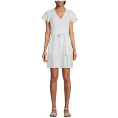 Lands' End Jumpsuits & Overalls Lands' End Women's Flutter Sleeve Linen Romper White