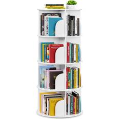 White Book Shelves SpaceAid 4 Tier Rotating Bookshelf Tower Book Shelf
